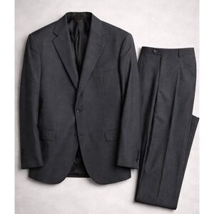 Hickey Freeman Mens 48R Suit Loro Piana 150s Wool USA Union Double Vent Charcoal